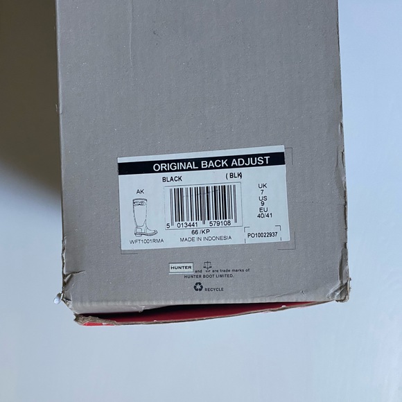 Hunter Women’s Original Back Adjustable Tall Rain Boots in Black - Size 9 - Picture 9 of 16